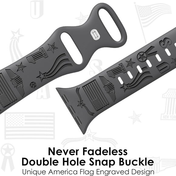 4 Pack America Flag Engraved Bands Compatible with Apple Watch Band 40mm 41mm 38 - Picture 3 of 8